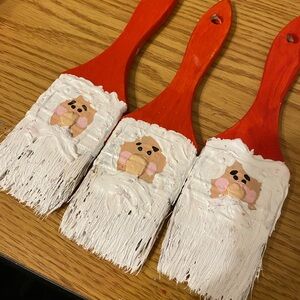 Hand-Painted Decorative Santa Brushes